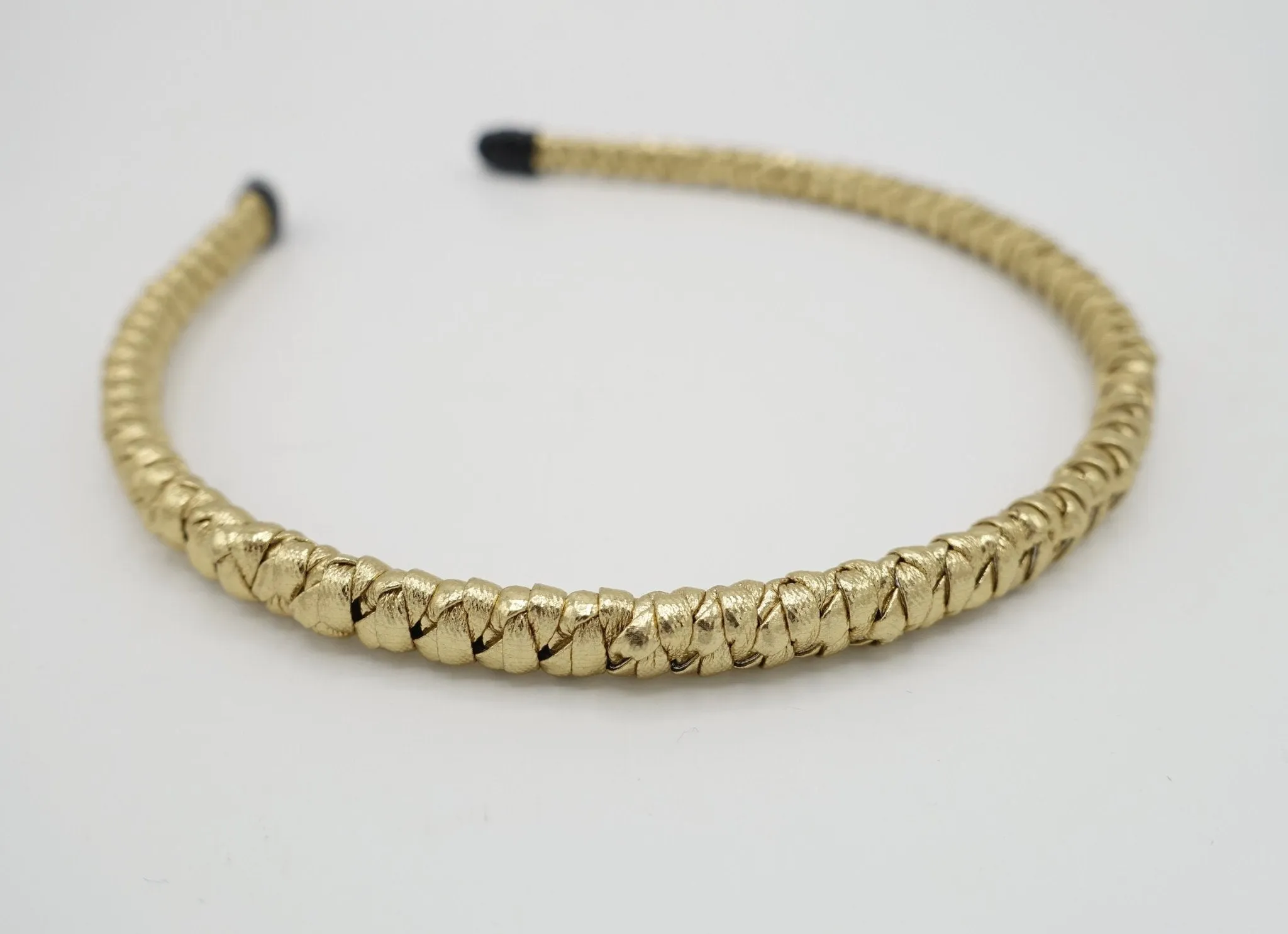 metallic faux leather braided headband thin wrap hairband simple women hair accessory