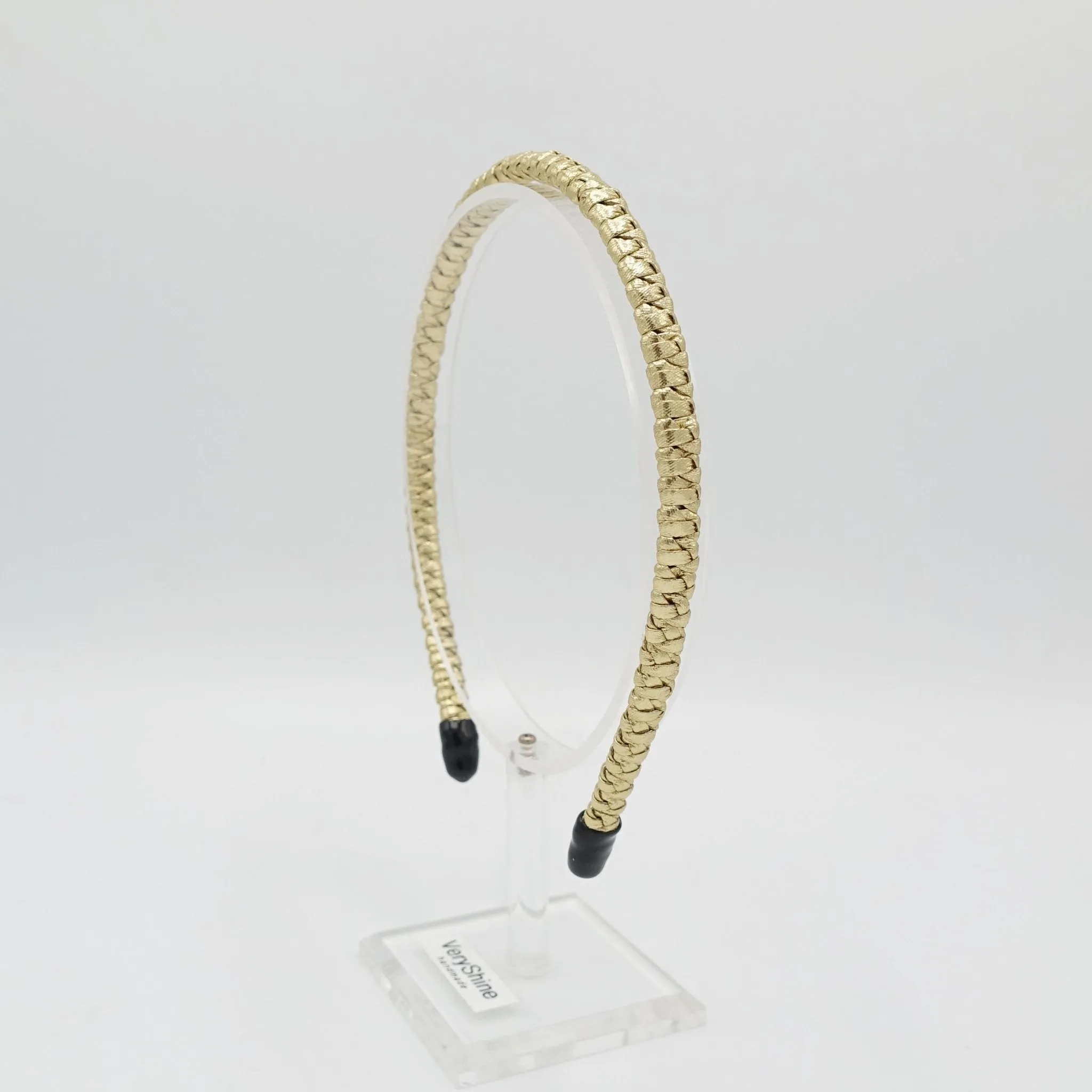 metallic faux leather braided headband thin wrap hairband simple women hair accessory
