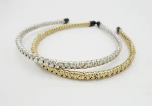 metallic faux leather braided headband thin wrap hairband simple women hair accessory