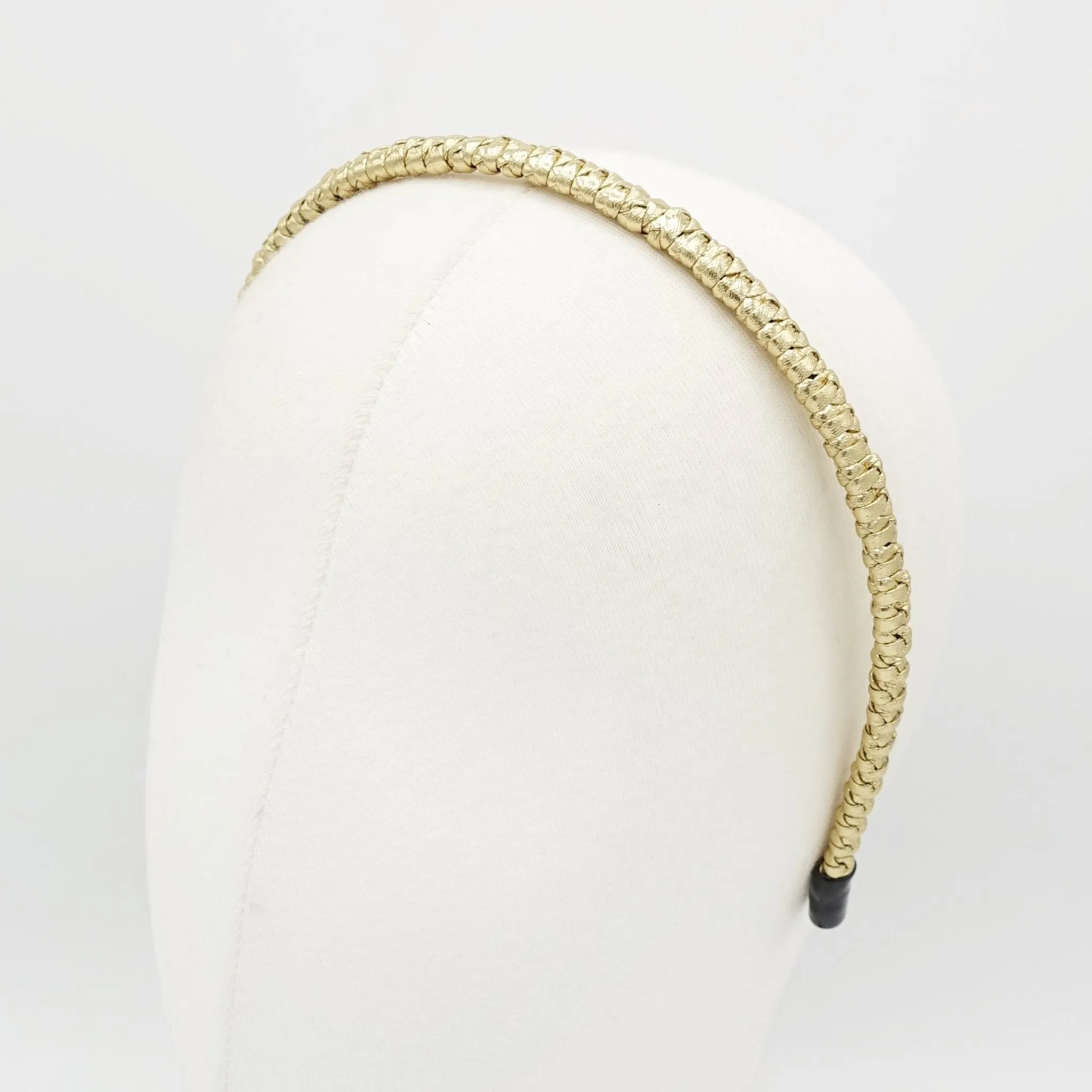 metallic faux leather braided headband thin wrap hairband simple women hair accessory