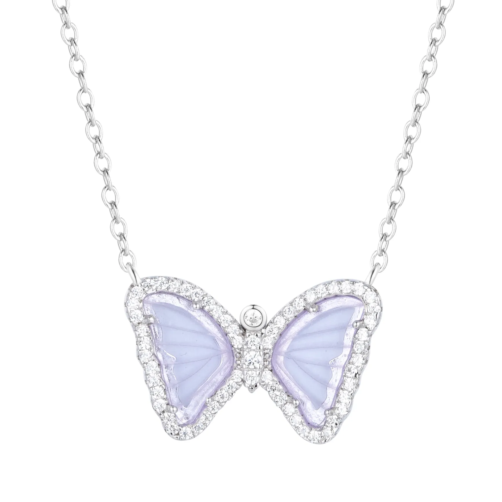 Mini Butterfly Necklace in Light Lavender