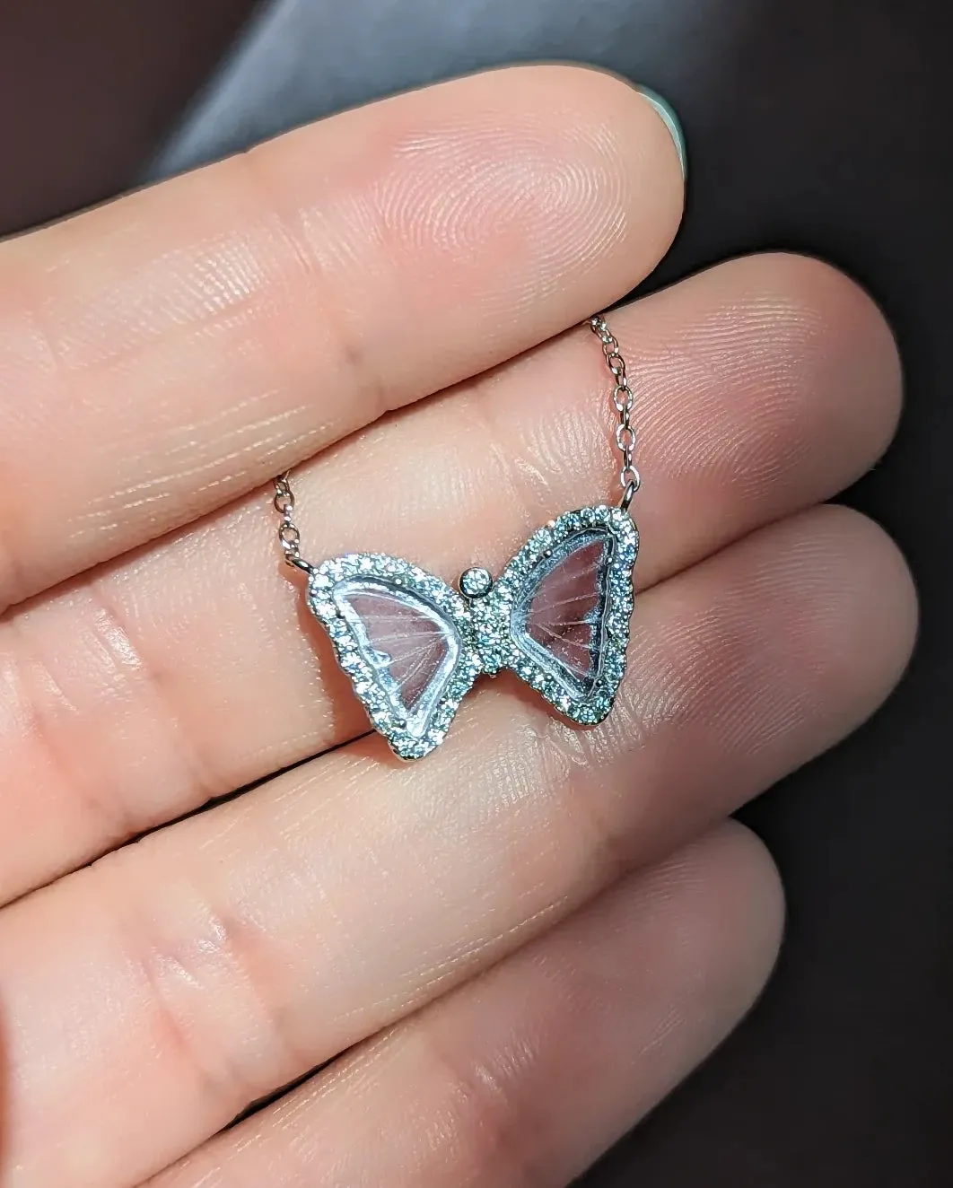 Mini Butterfly Necklace in Light Lavender