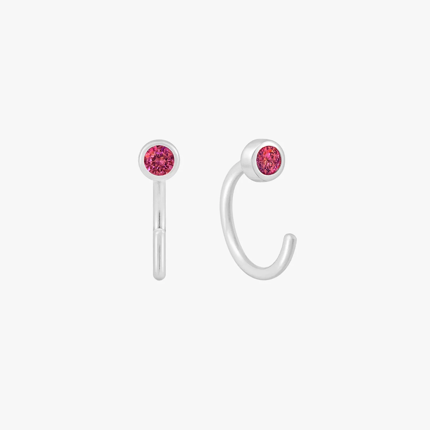 Mini Ruby Bezel Huggie