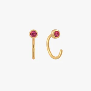 Mini Ruby Bezel Huggie