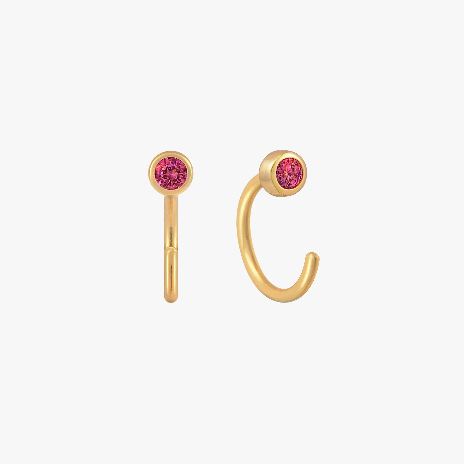 Mini Ruby Bezel Huggie