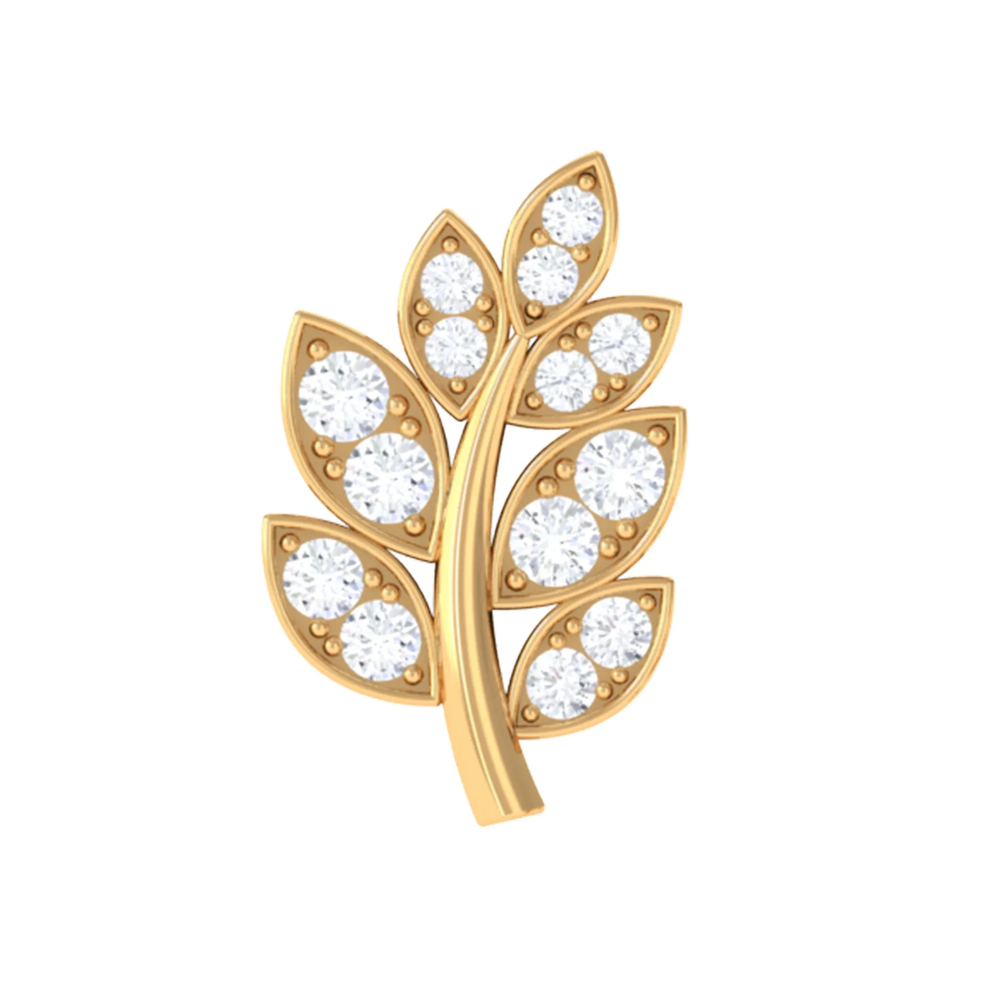 Minimal Moissanite Gold Leaf Earring for Conch Piercing