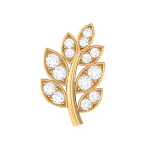 Minimal Moissanite Gold Leaf Earring for Conch Piercing