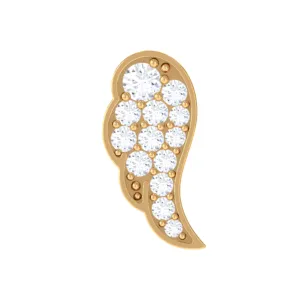 Minimal Moissanite Gold Wing Earring for Cartilage Piercing