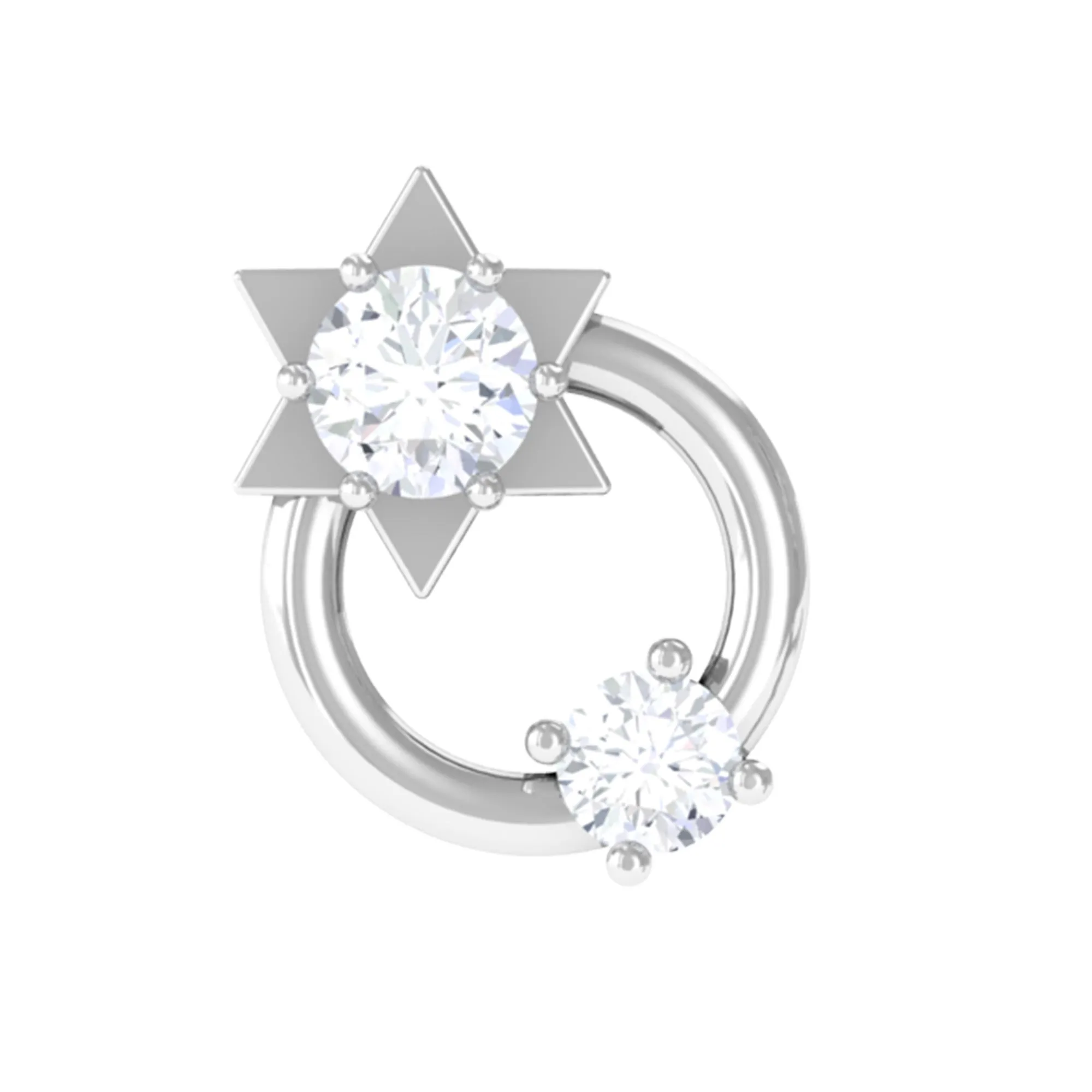 Moissanite Star Celestial Earring for Helix Piercing