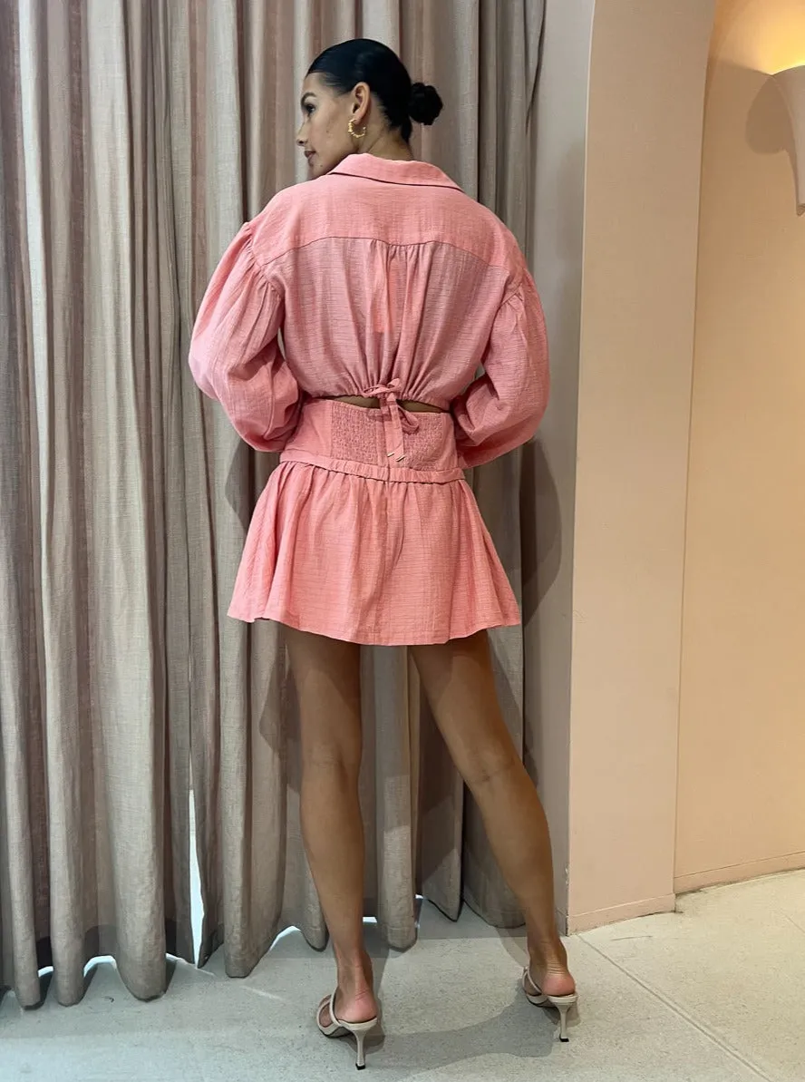 Mon Renn Carlo Mini Dress in Rose Pink