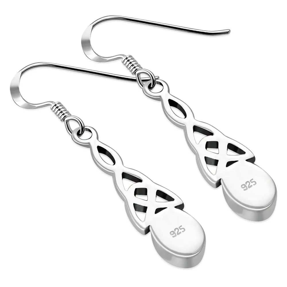 Mother of Pearl Celtic Trinity Silver Earrings
