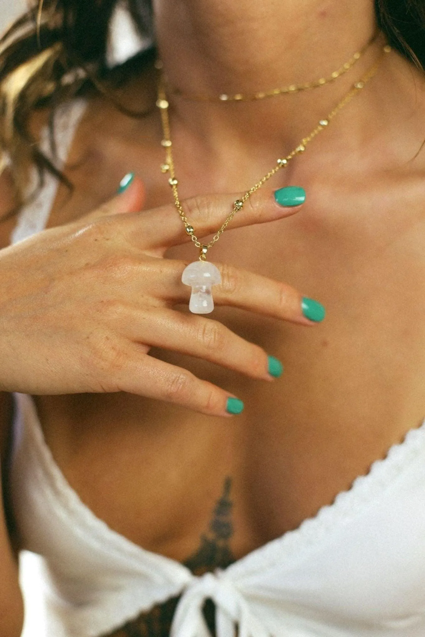 Mushroom Crystal Necklace