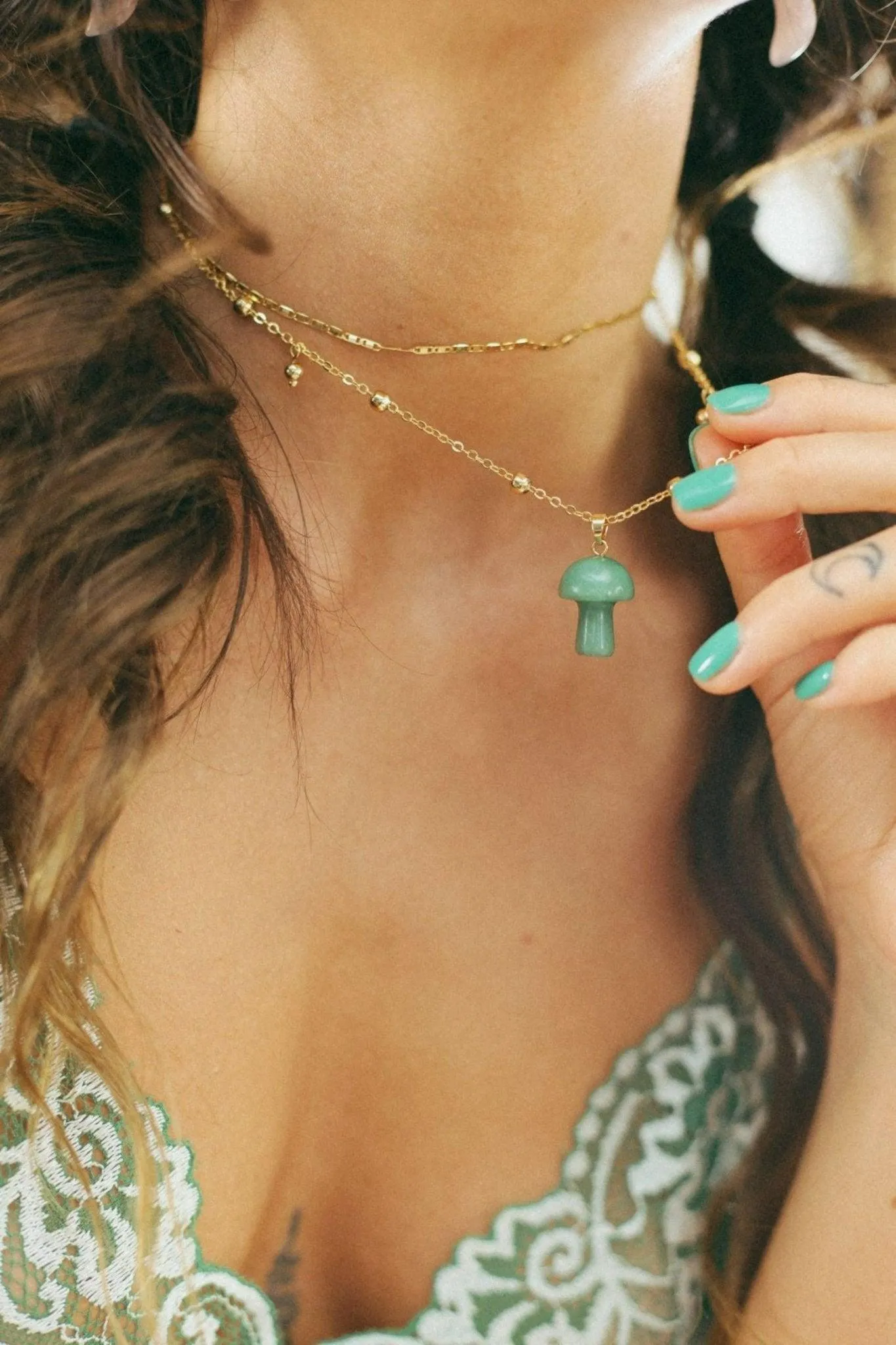 Mushroom Crystal Necklace