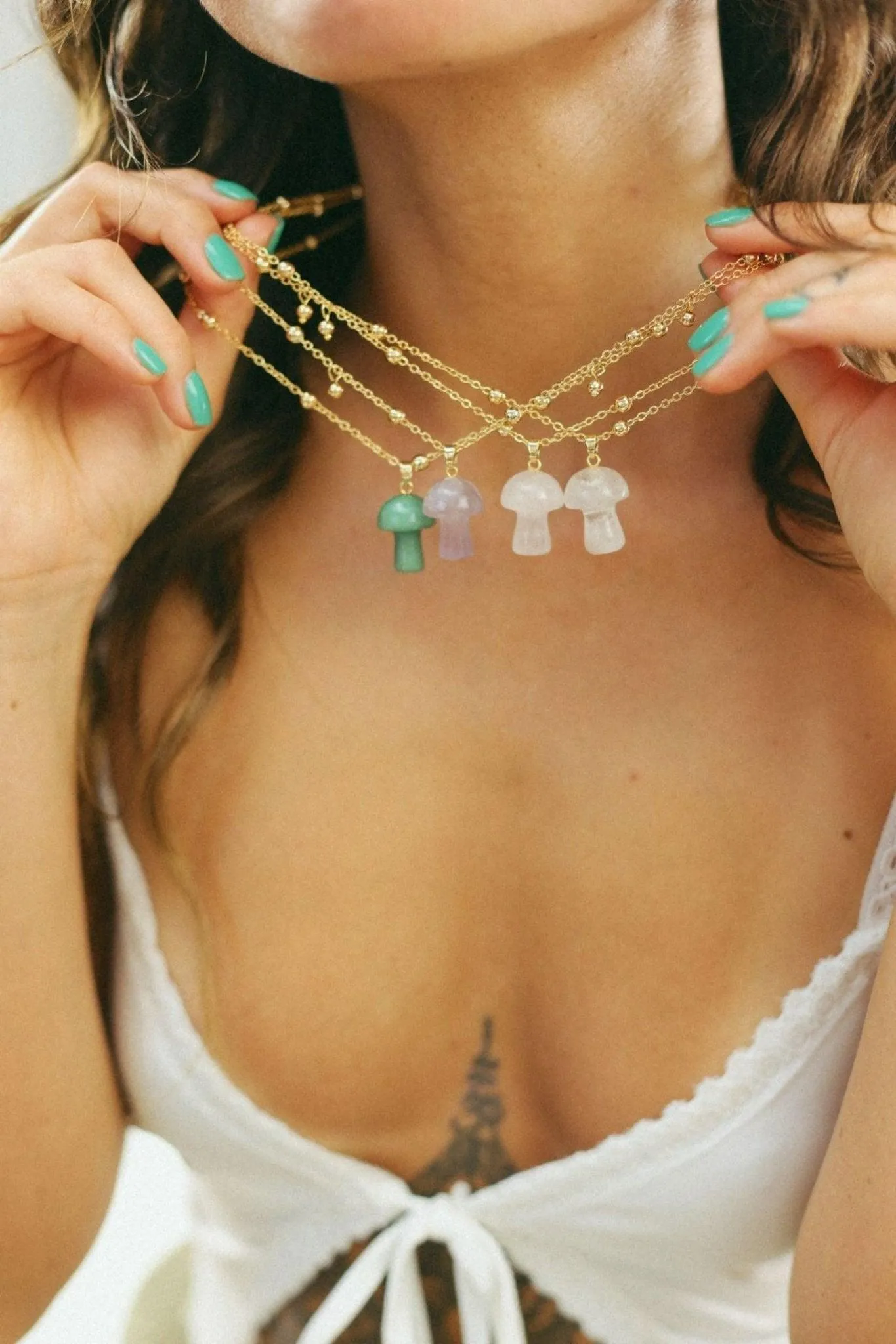 Mushroom Crystal Necklace