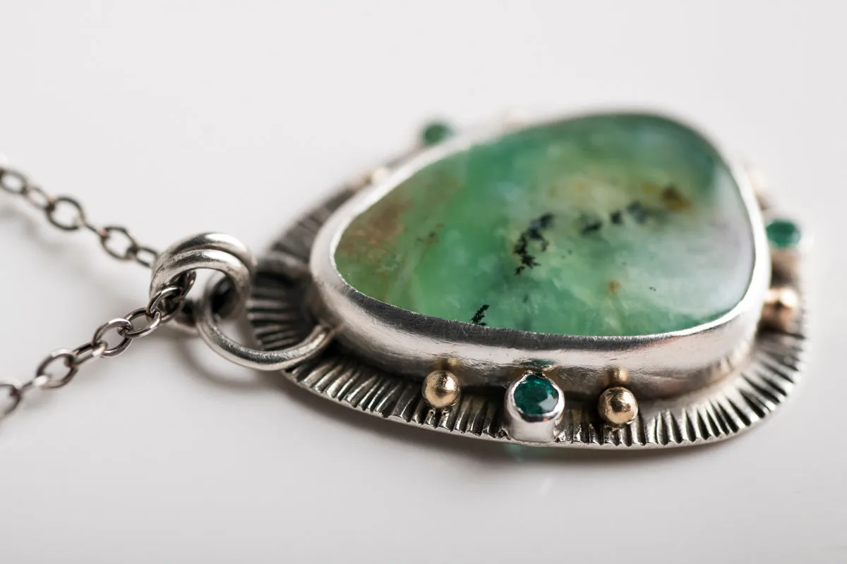 Nassau Chrysoprase and Emerald Pendant