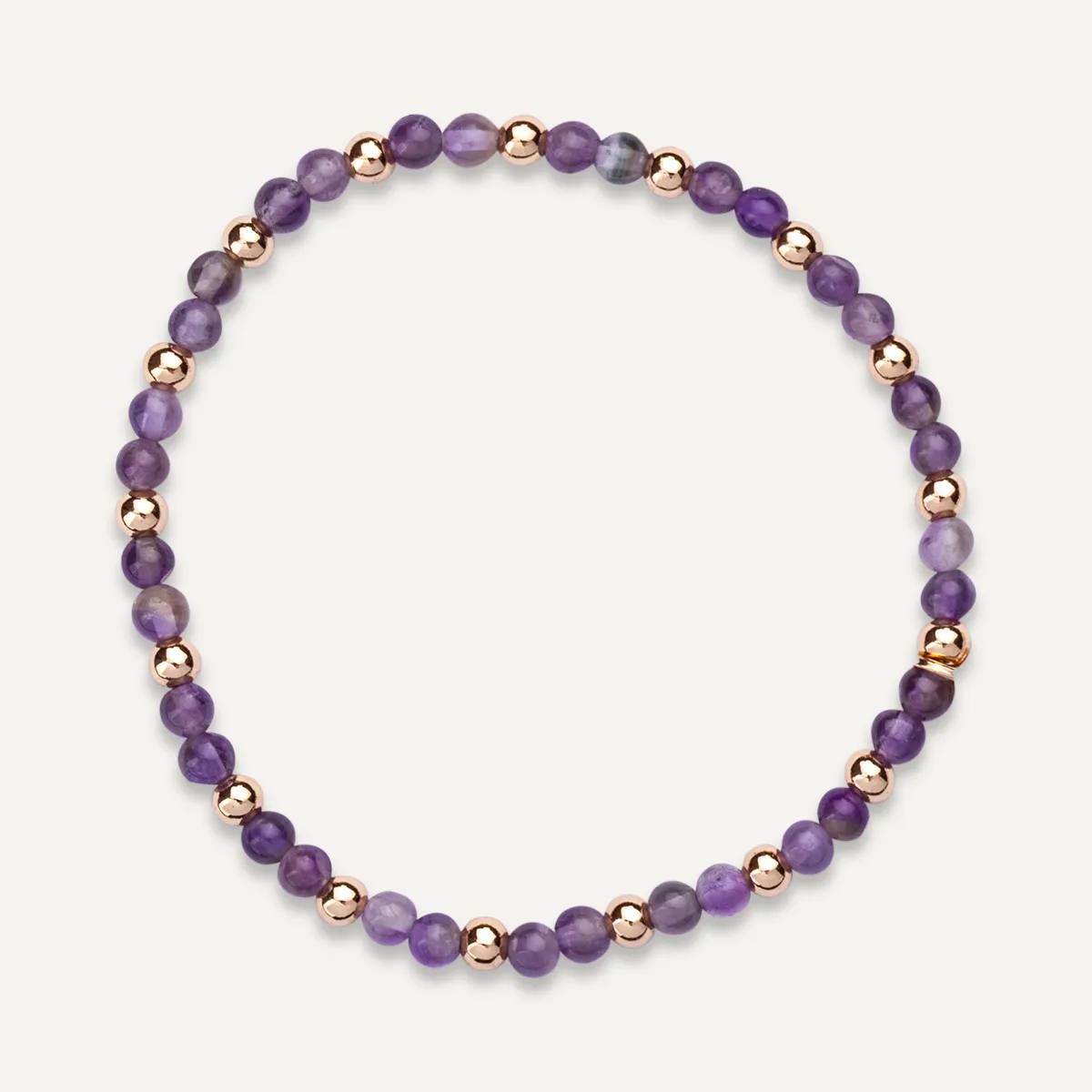 Natural Amethyst and Crystal Elasticated Bracelet In Gold-Tone