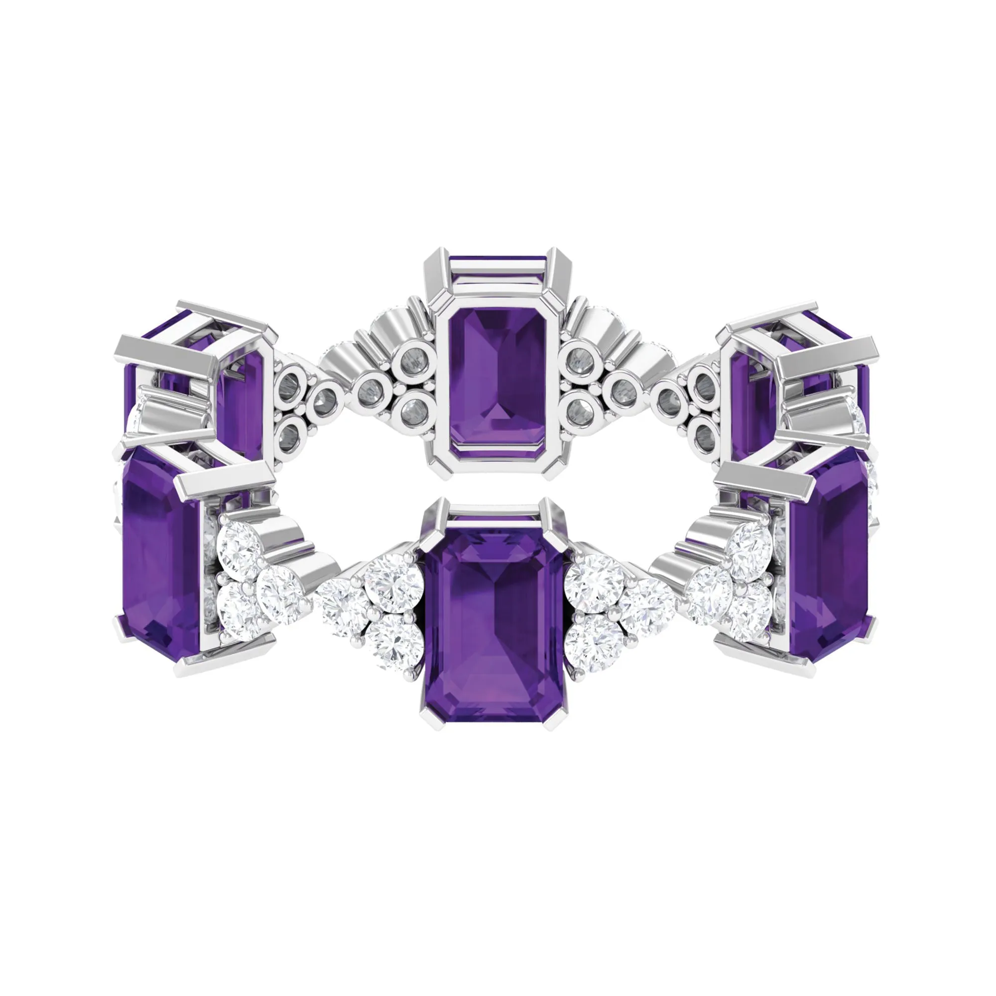 Natural Amethyst and Moissanite Eternity Ring