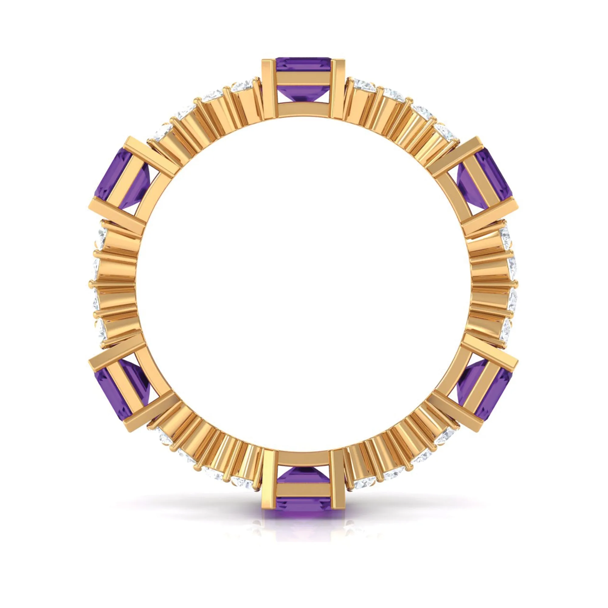 Natural Amethyst and Moissanite Eternity Ring