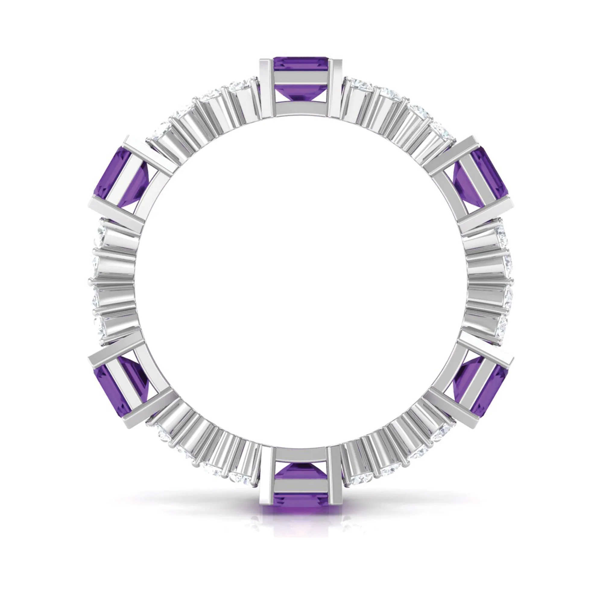 Natural Amethyst and Moissanite Eternity Ring