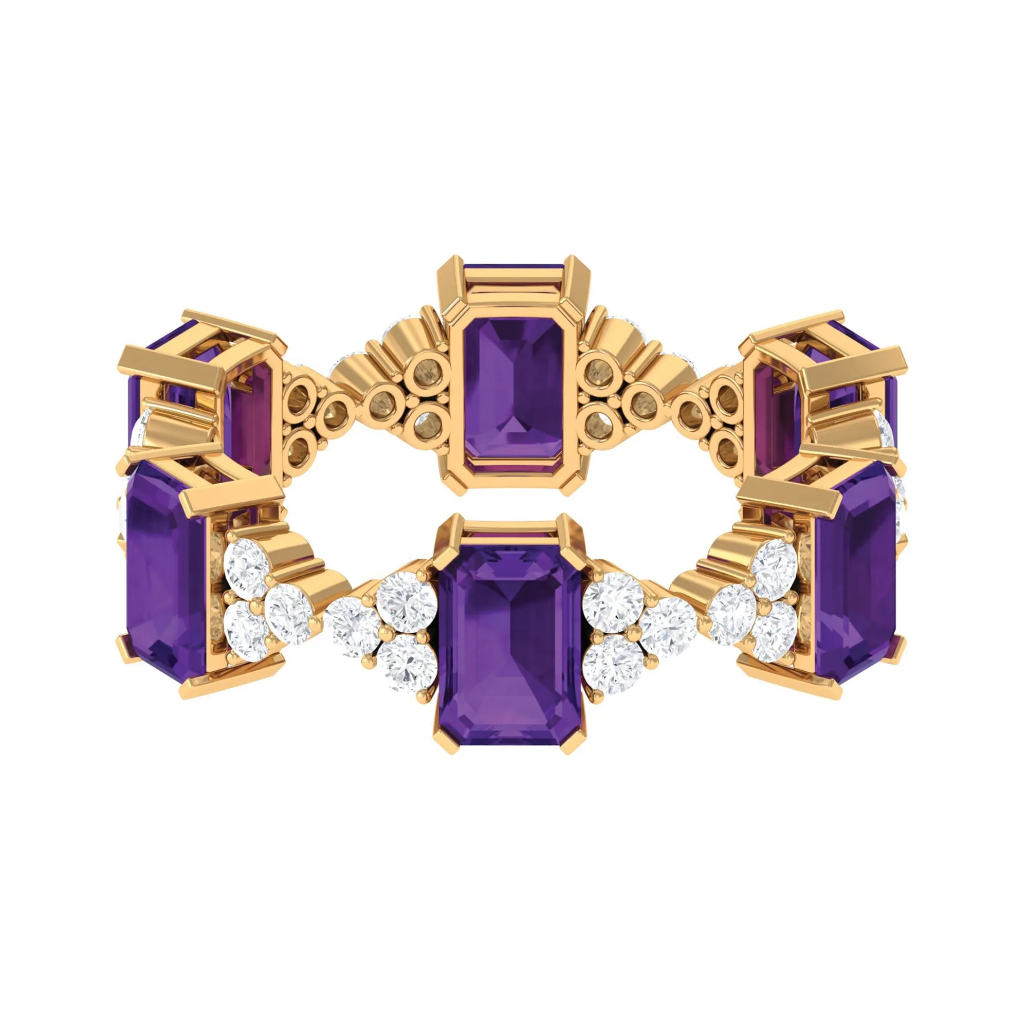 Natural Amethyst and Moissanite Eternity Ring