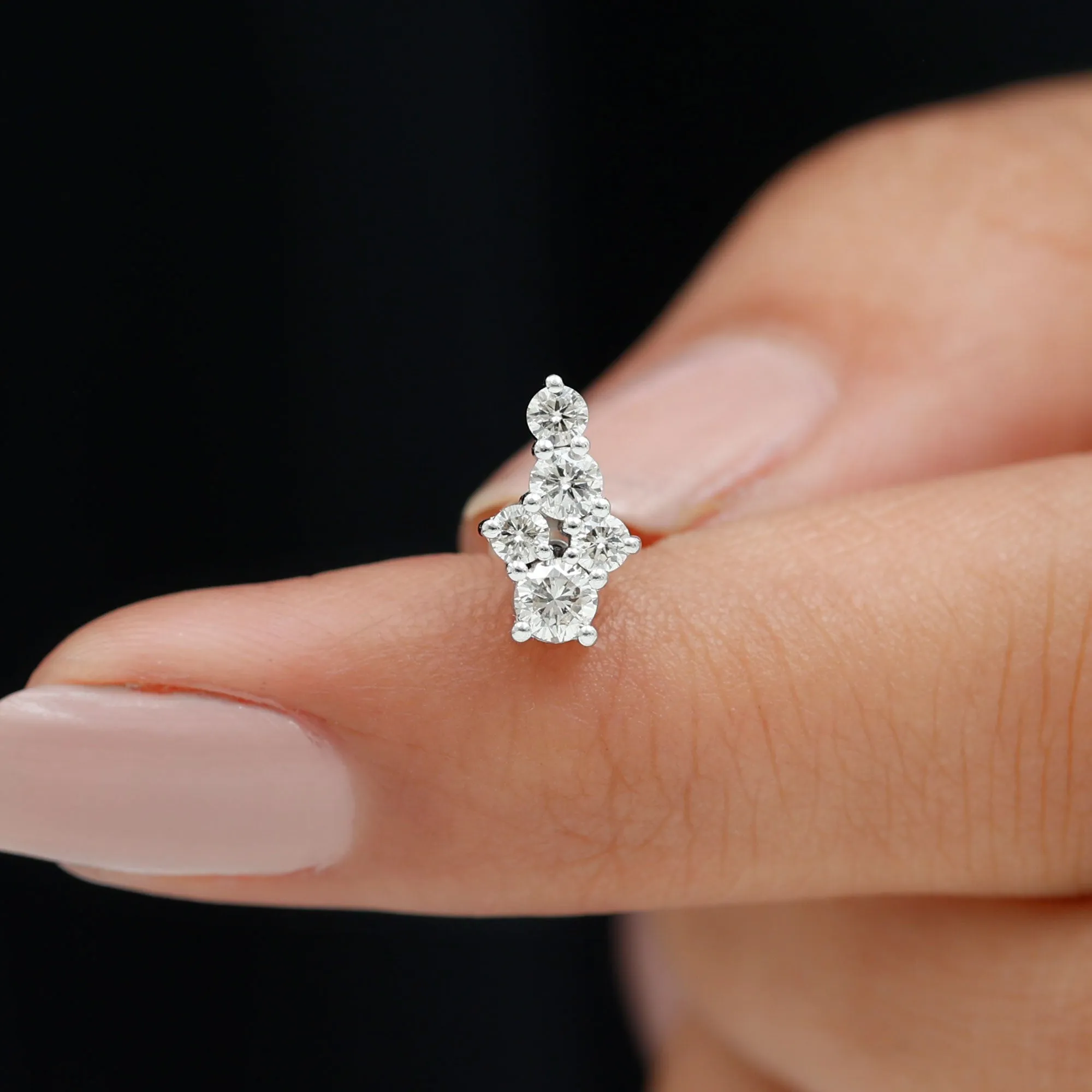 Natural Diamond Cluster Cartilage Piercing Earring