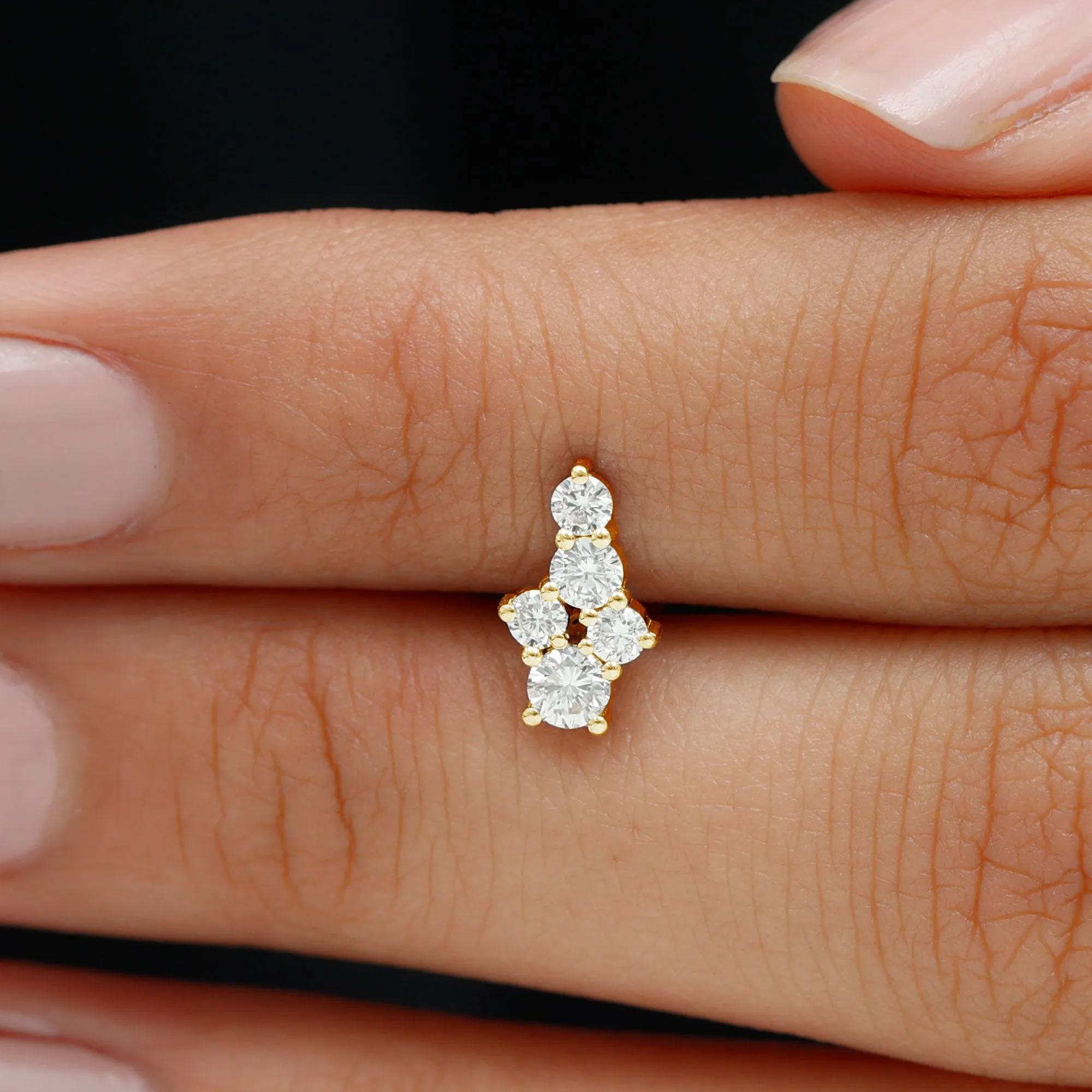 Natural Diamond Cluster Cartilage Piercing Earring