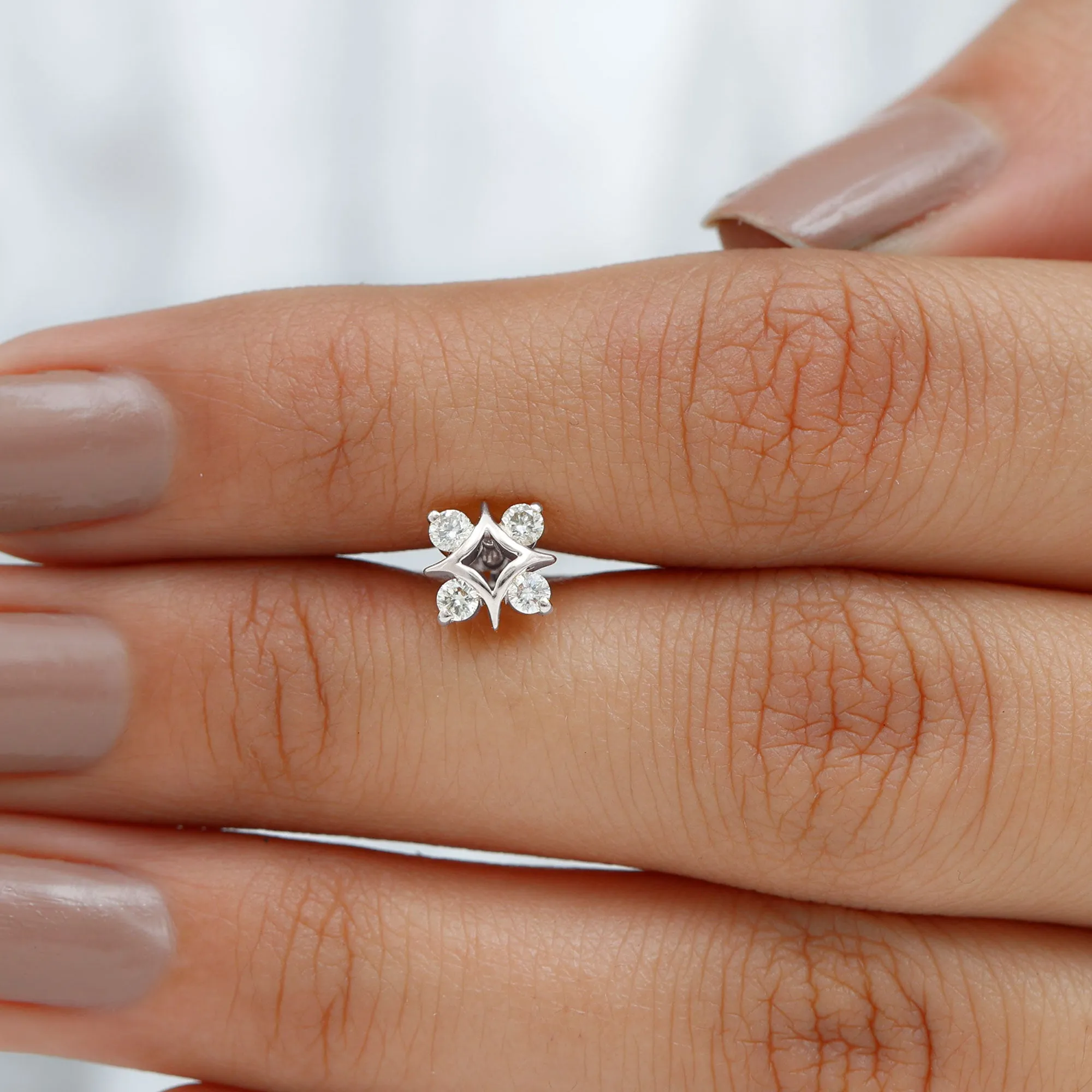 Natural Diamond Star Celestial Earring for Helix Piercing