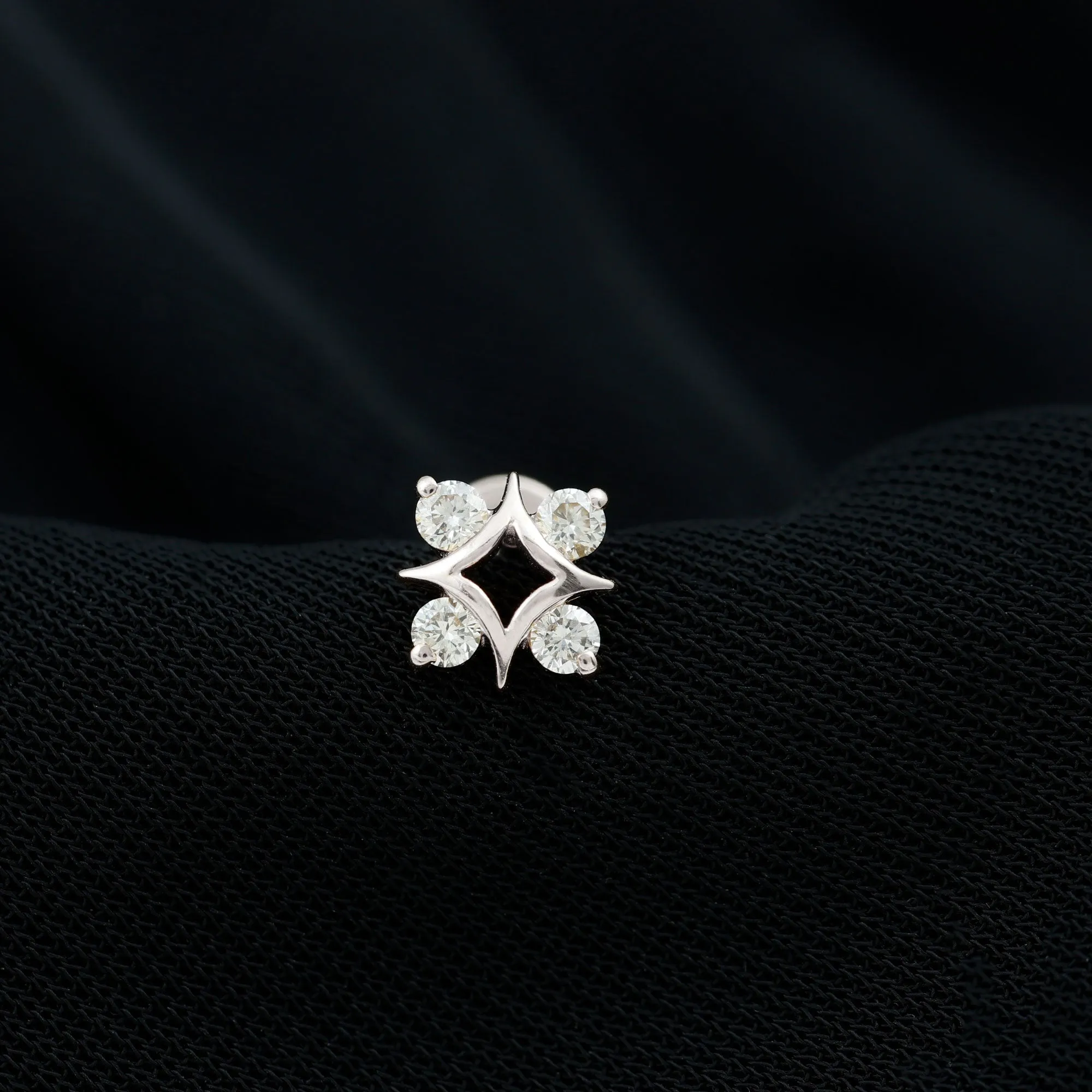 Natural Diamond Star Celestial Earring for Helix Piercing