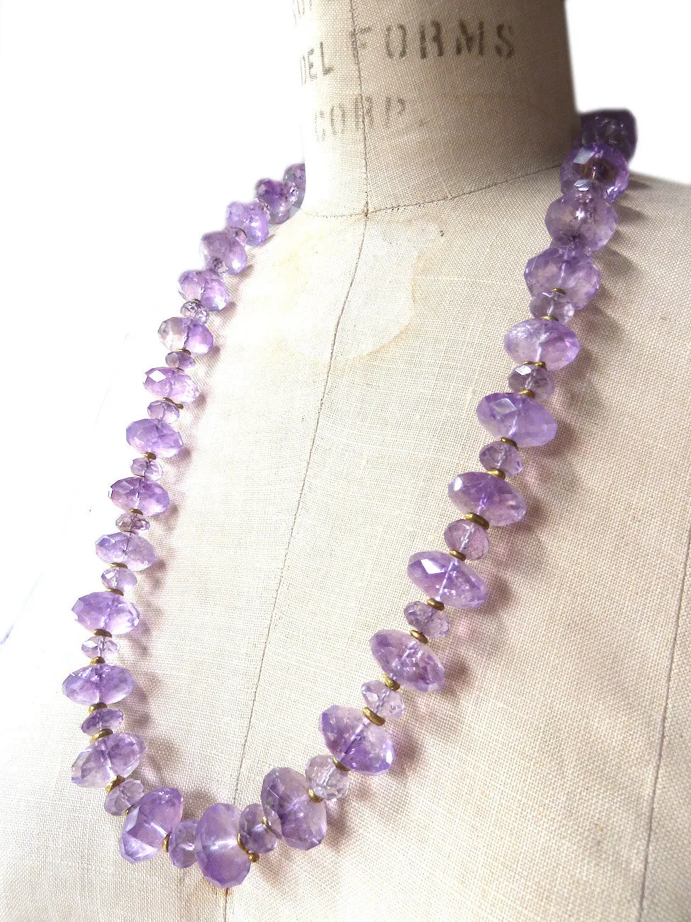 Necklace Large Amethyst And Brass