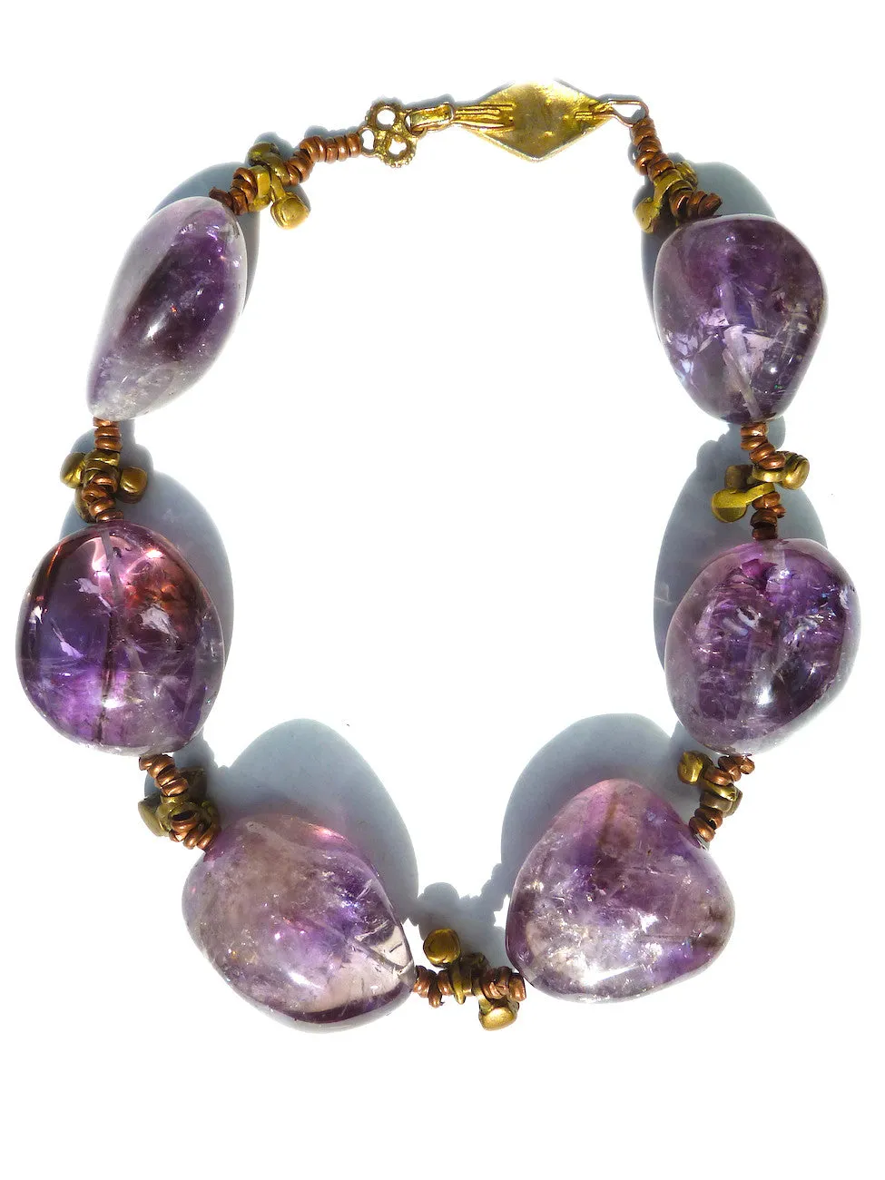 Necklace Large Amethyst And Brass