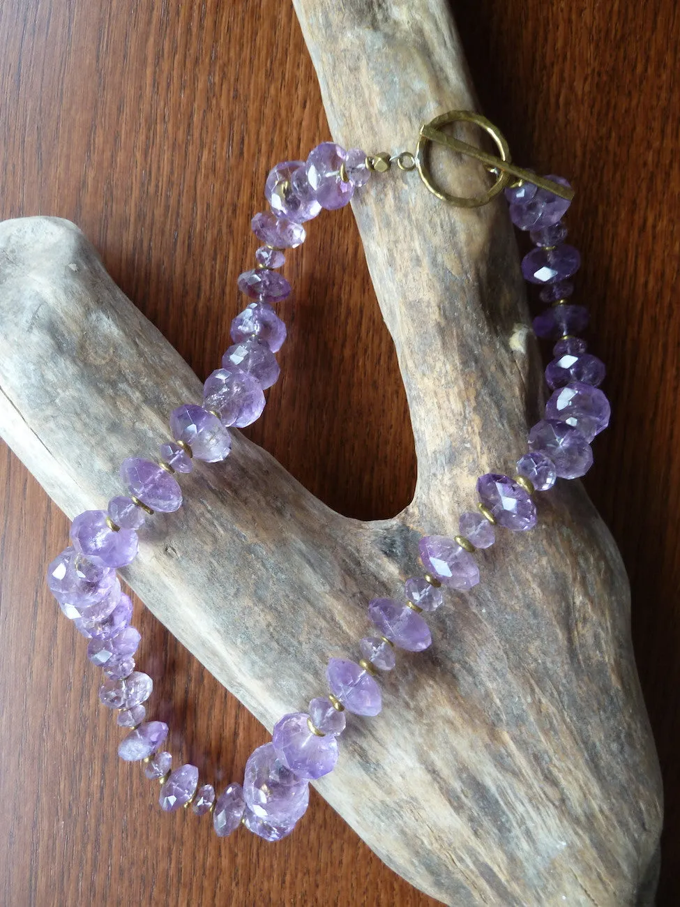 Necklace Large Amethyst And Brass