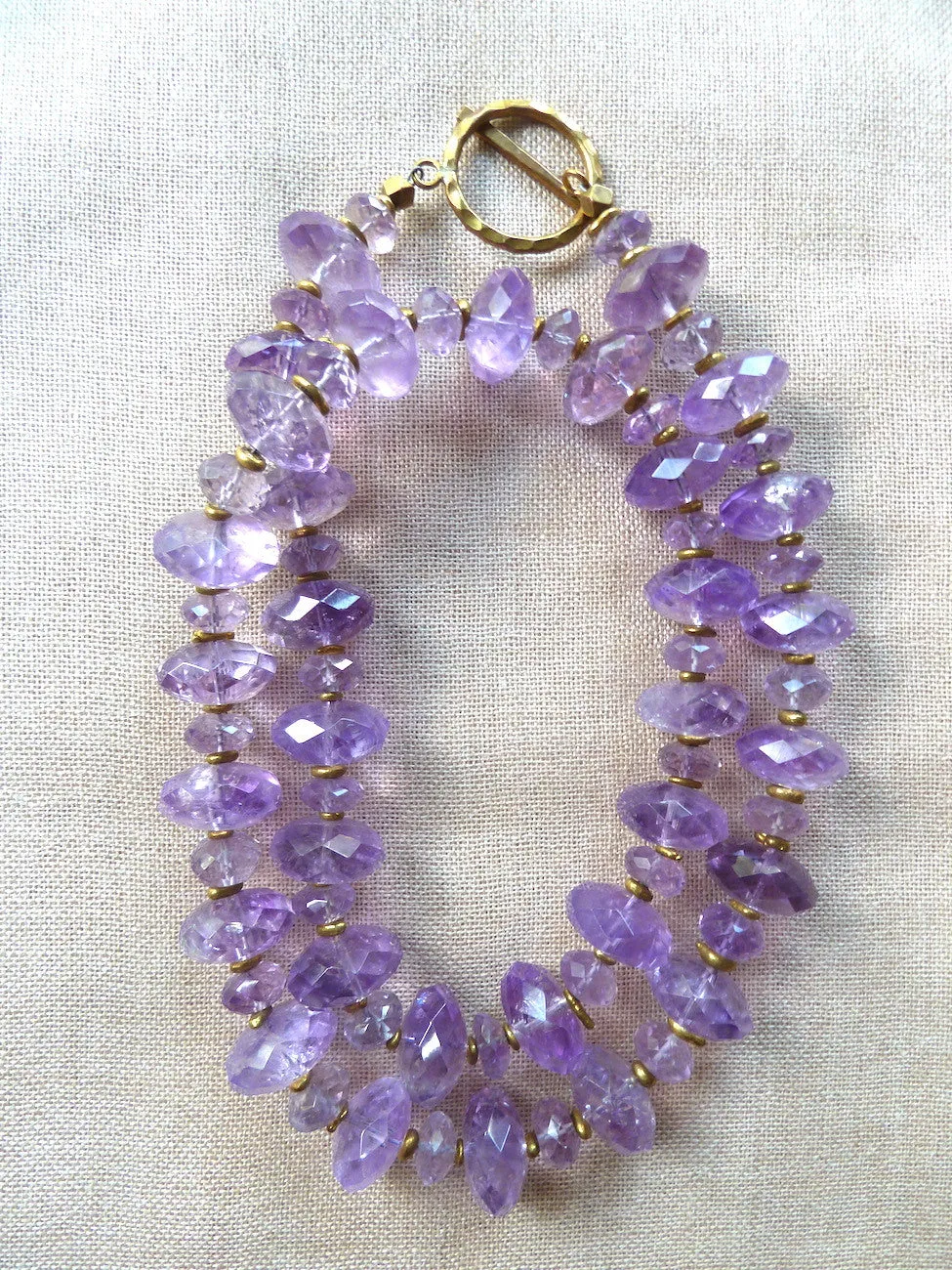 Necklace Large Amethyst And Brass