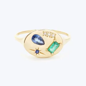 Night Market Signet Ring, Blue Mix