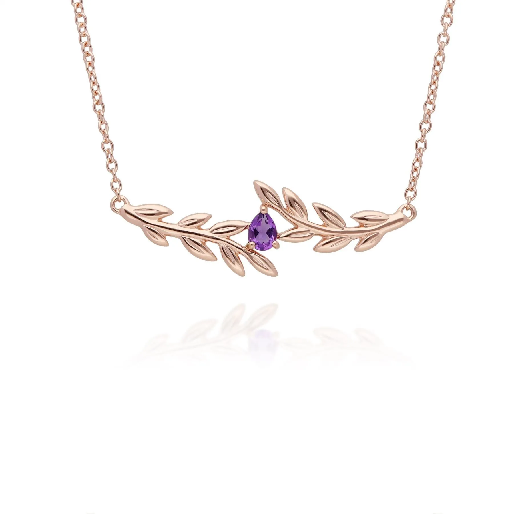 O Leaf Amethyst Halskette & Ring Satz in 9ct Rose Gold