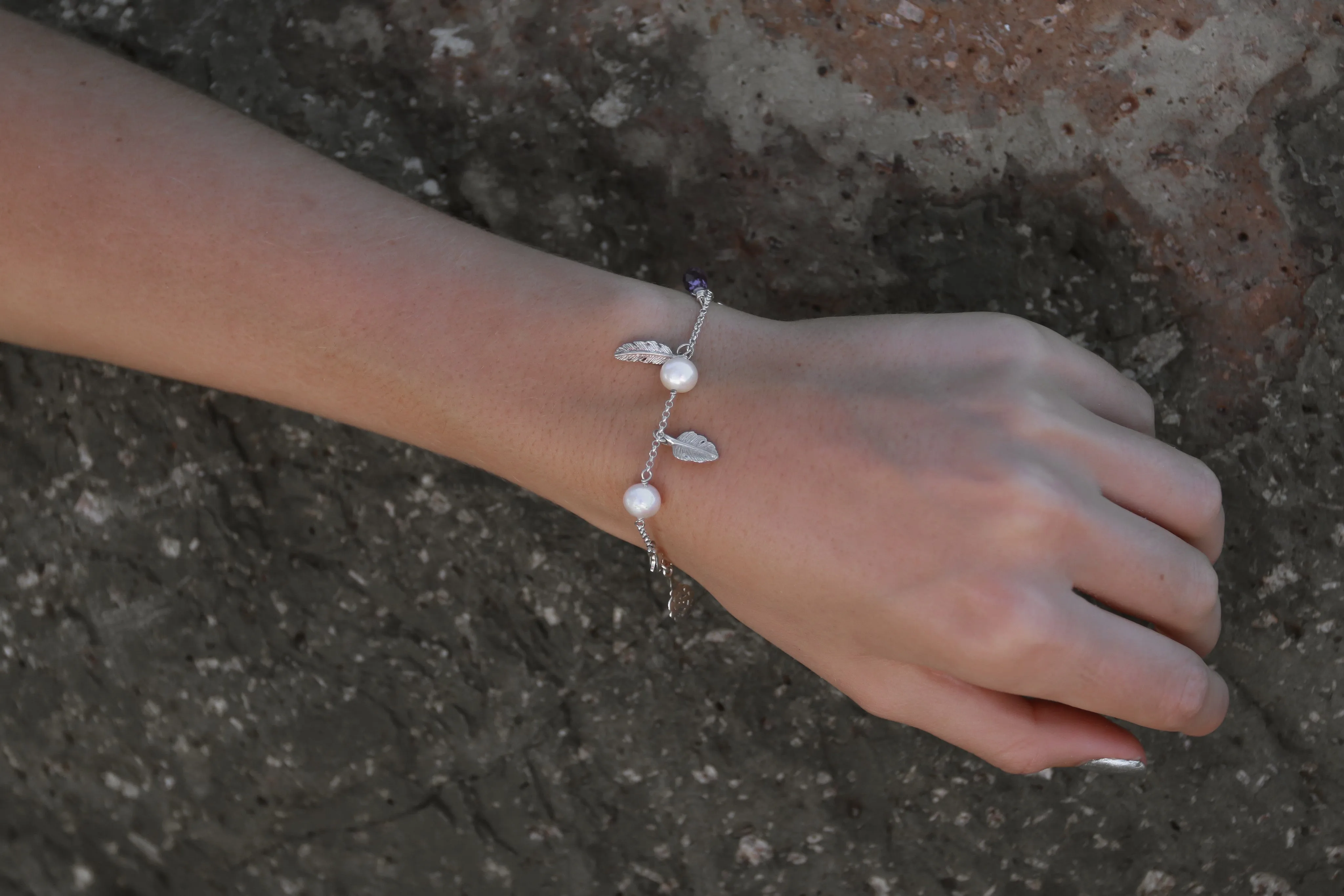 Ocean Breeze Pearl Bracelet Amethyst