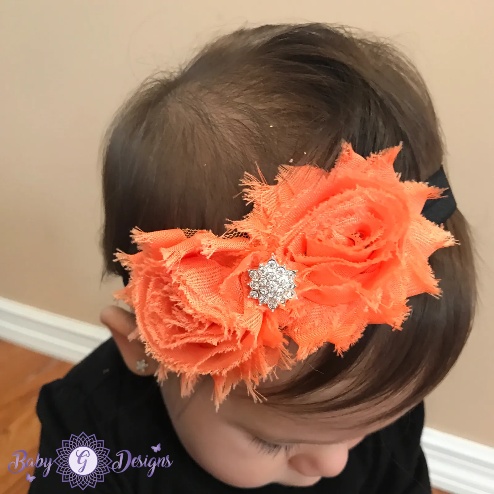 Orange Shabby headband