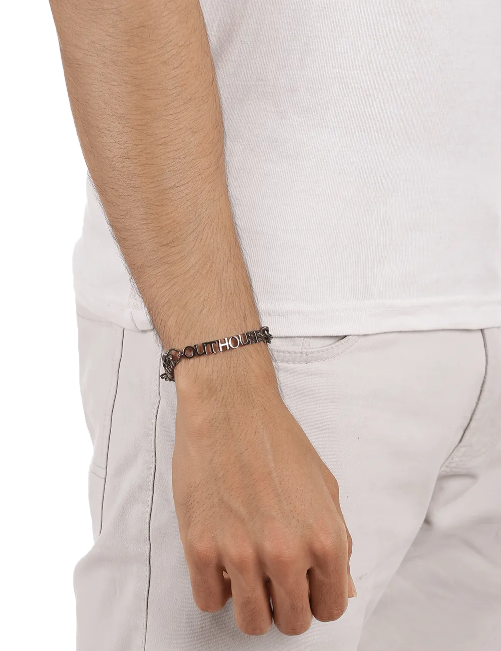 Outhouse Icon Chain Link Unisex Bracelet - Gunmetal
