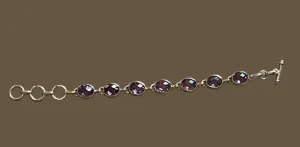 Oval Cushion Cut Amethyst Bracelet Set In Sterling Silver