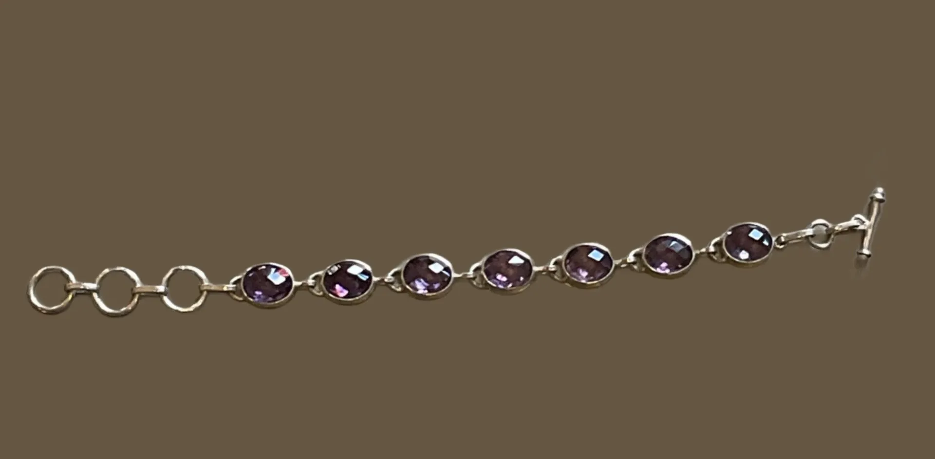 Oval Cushion Cut Amethyst Bracelet Set In Sterling Silver