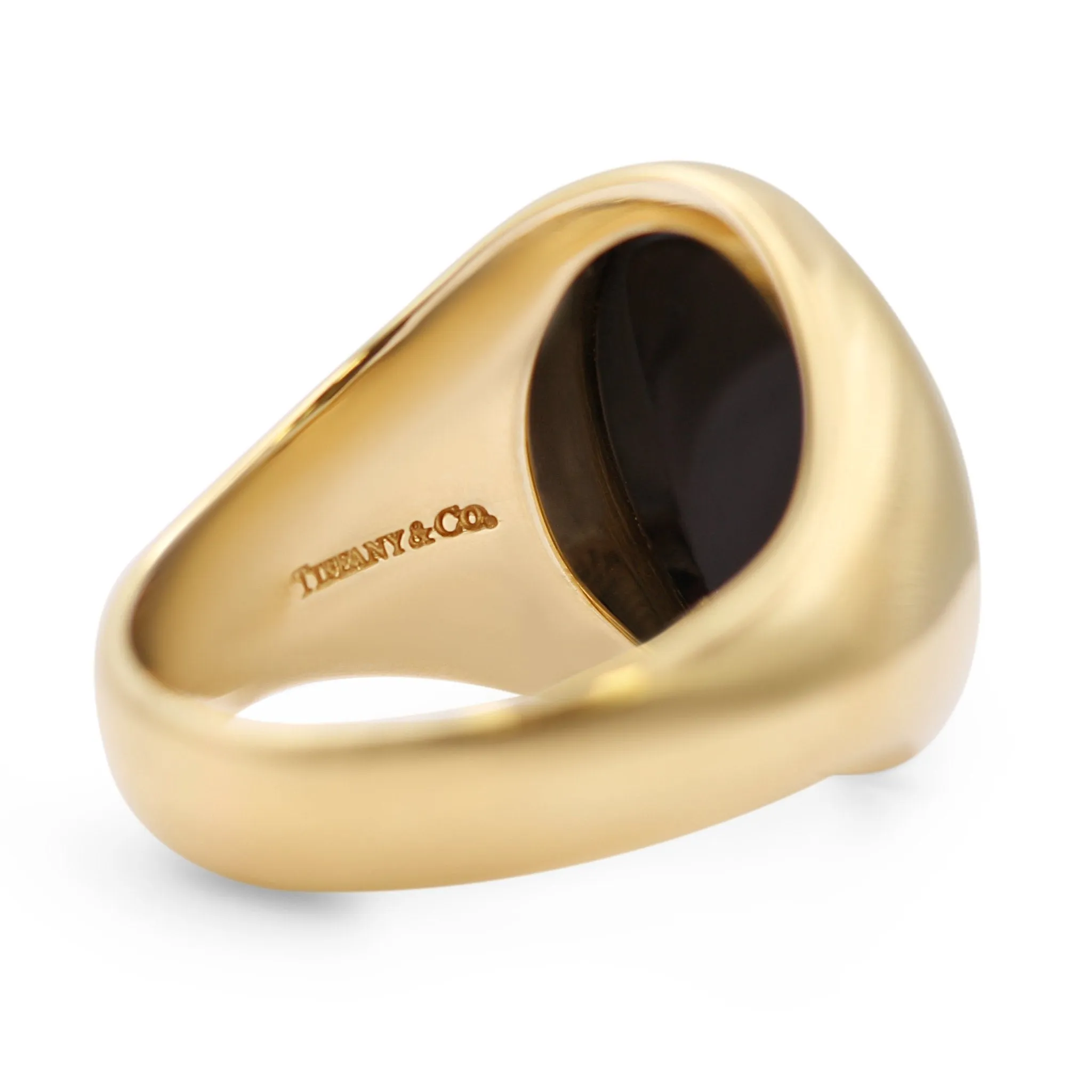 Oval Onyx Set Signet Ring By Tiffany - 18ct Yellow Gold