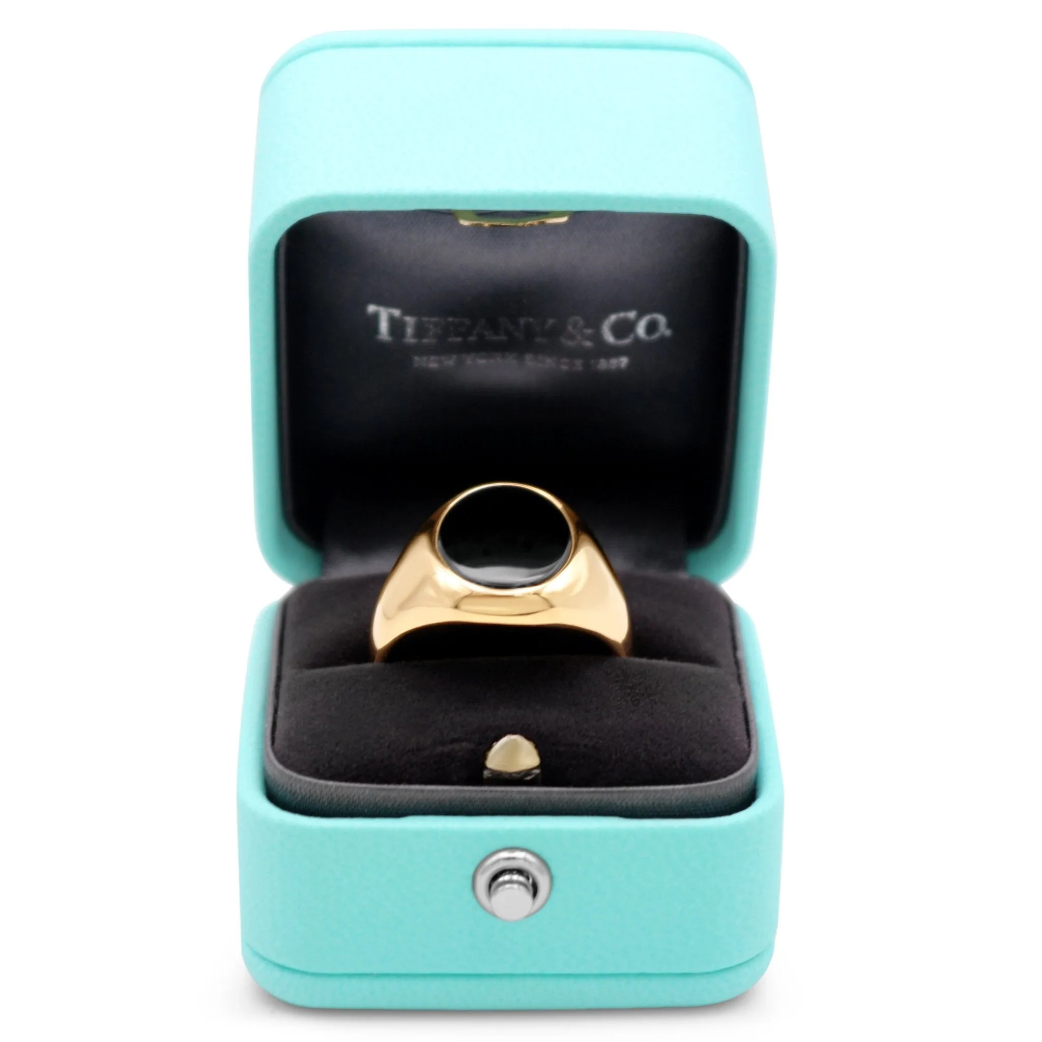 Oval Onyx Set Signet Ring By Tiffany - 18ct Yellow Gold