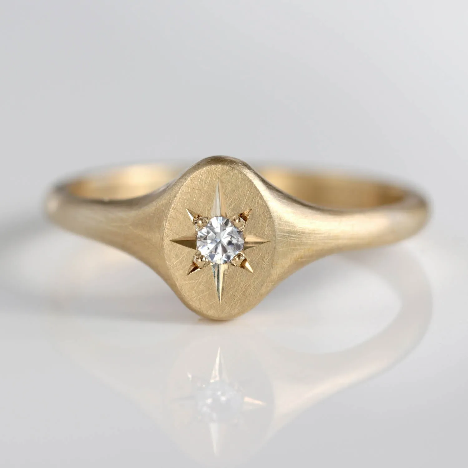 Oval Star Signet Ring •