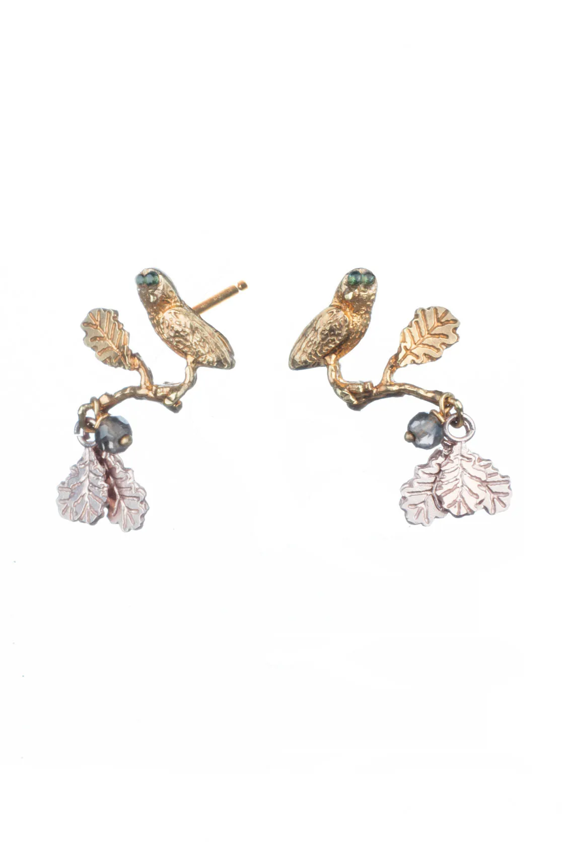 Owl On Perch Stud Earrings