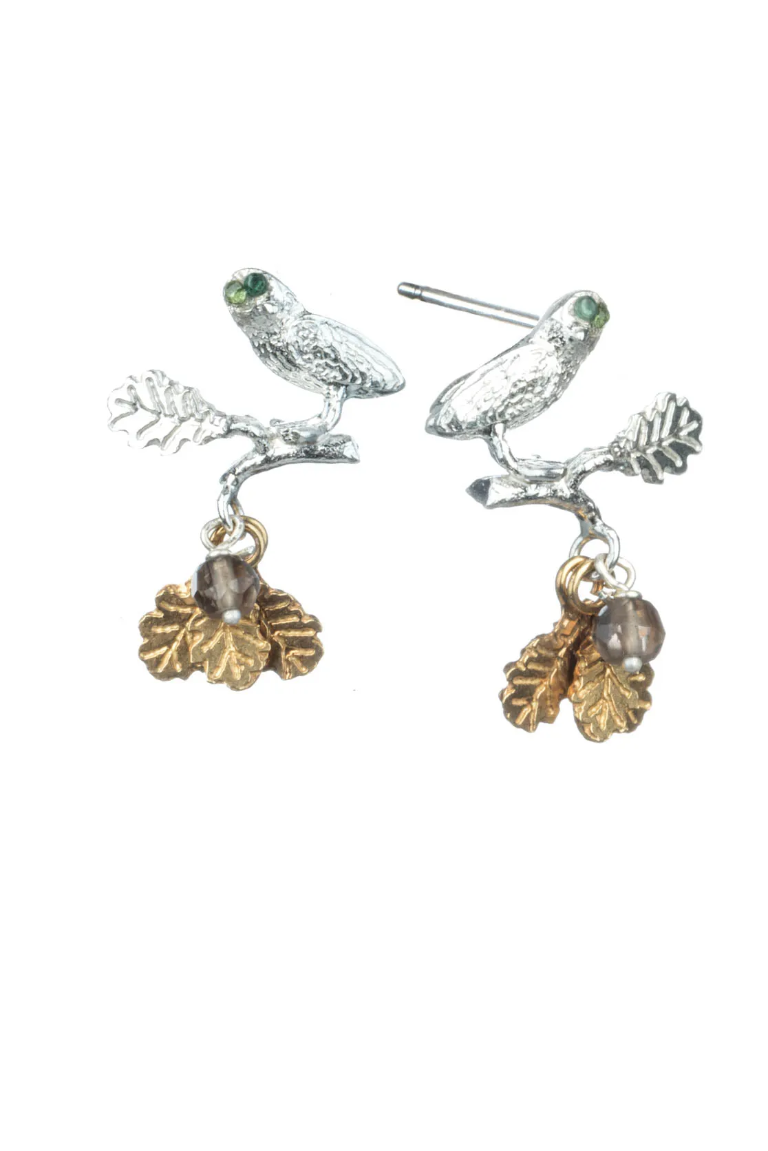 Owl On Perch Stud Earrings