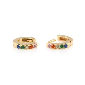 Pave Rainbow Huggie Hoop