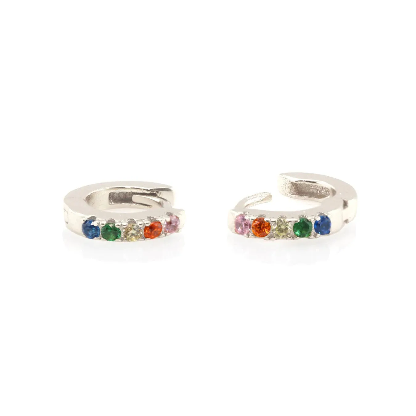 Pave Rainbow Huggie Hoop