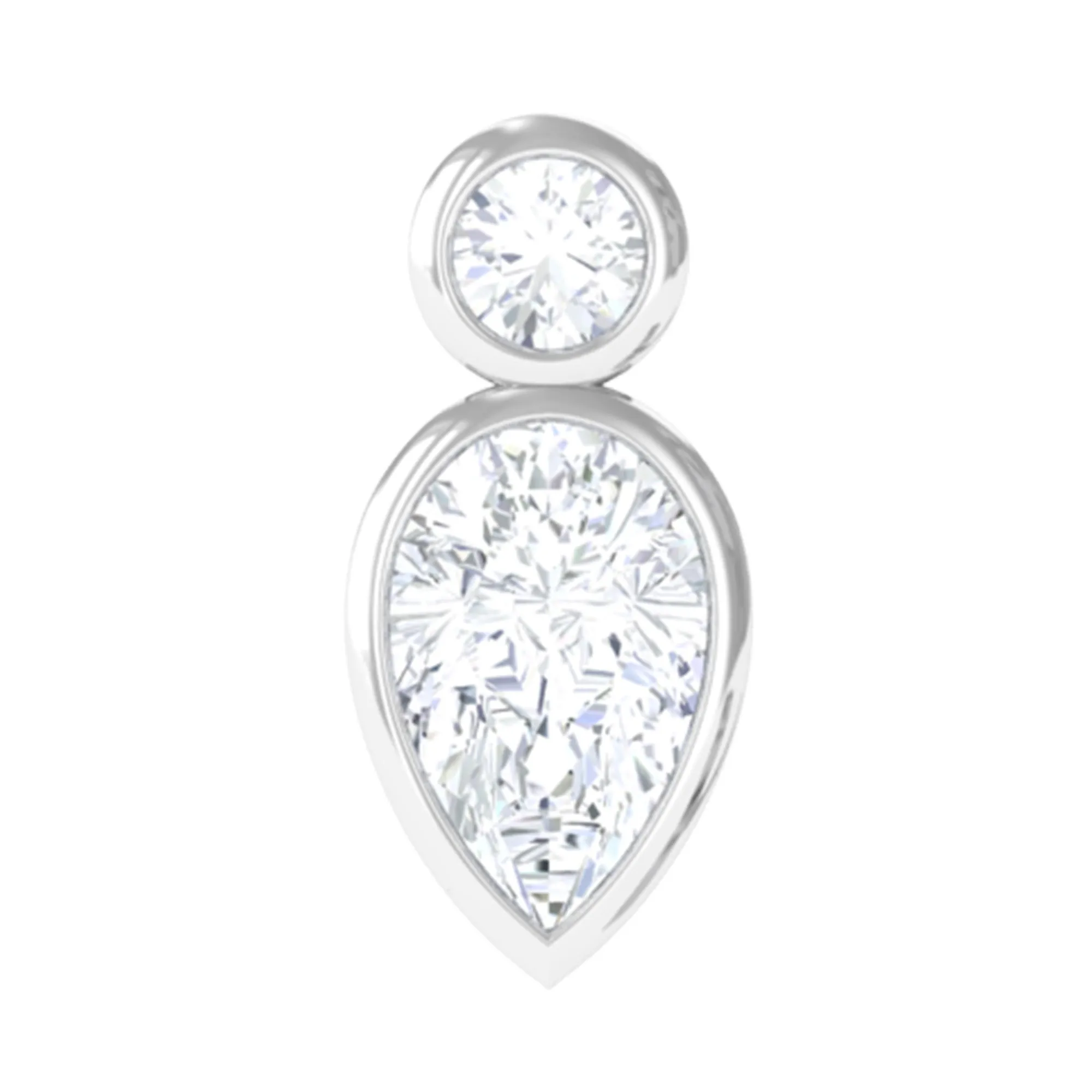 Pear and Round Moissanite Dainty Tragus Earring