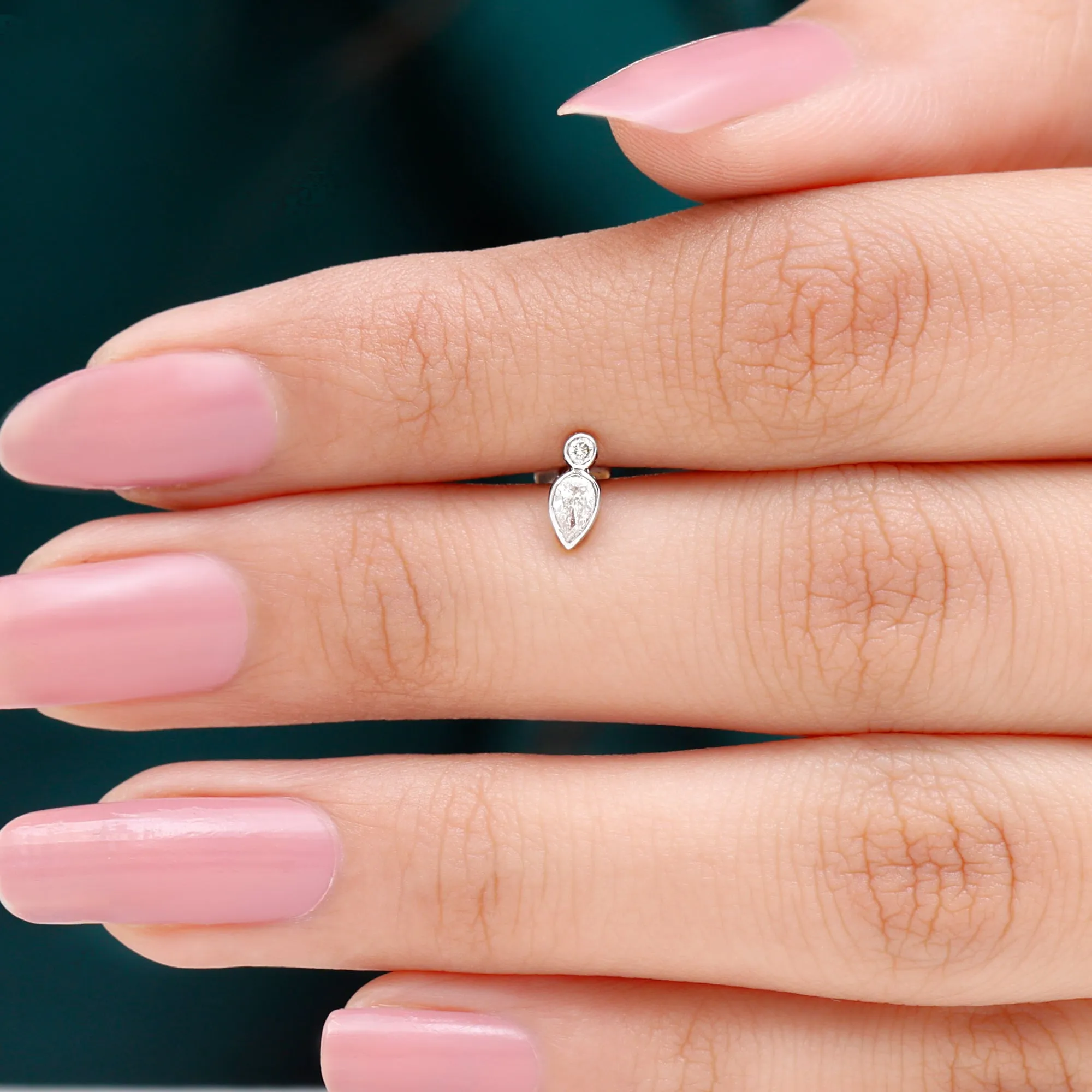 Pear and Round Moissanite Dainty Tragus Earring