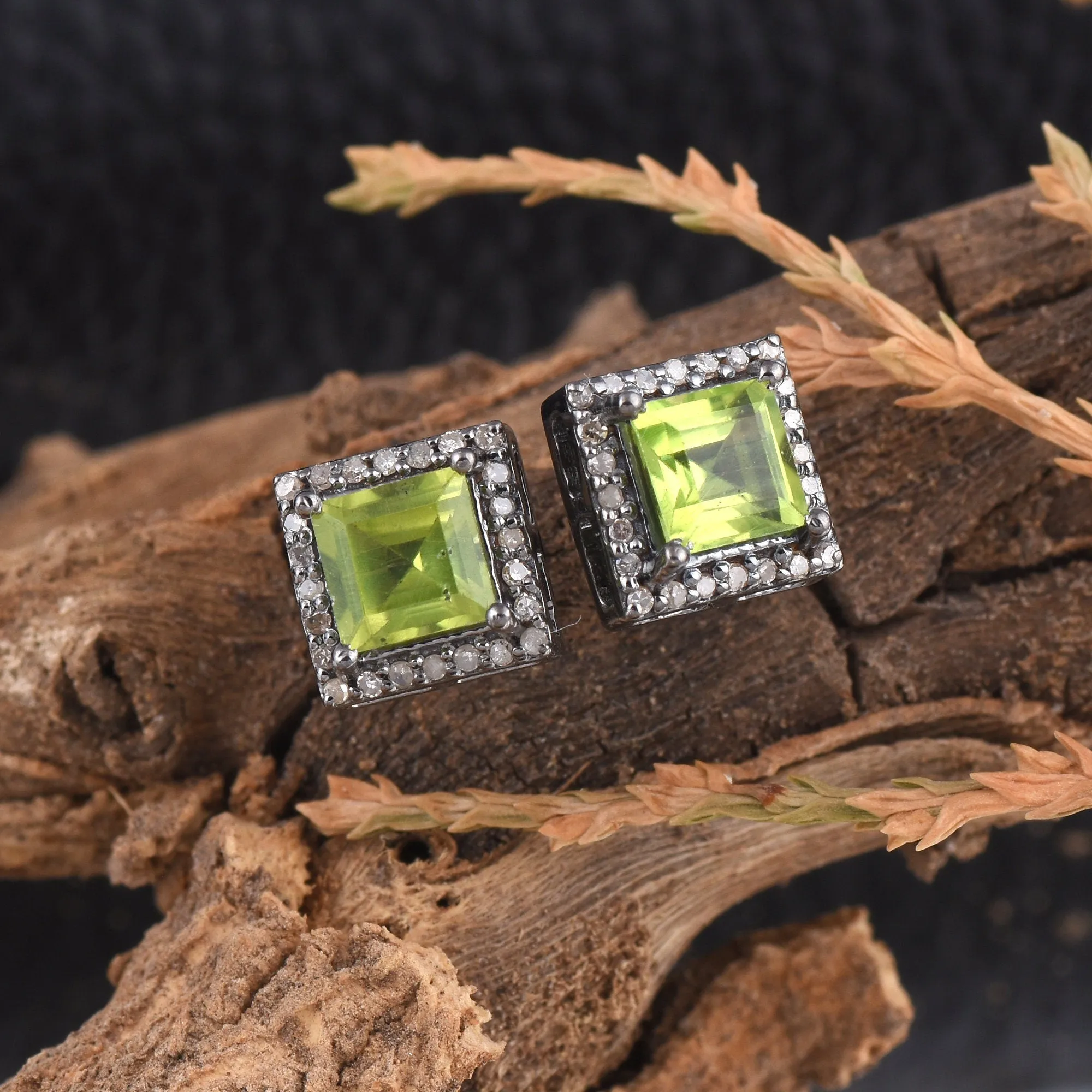 Peridot & Diamond Earrings