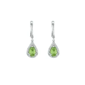 Peridot and Diamond Sterling Silver Earrings